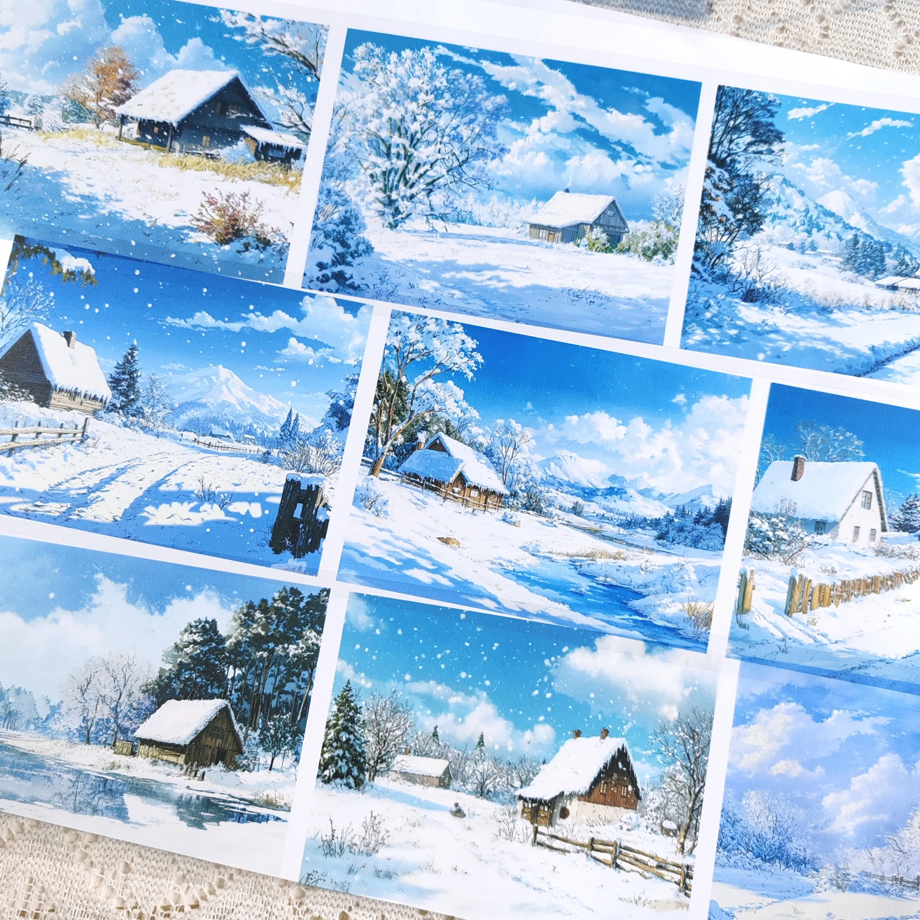 Winter Snow House Scenery Washi Tape DIY Snowy Village Landscape Journal Sticker Collage Decorative Masking Tape for Scrapbookin
