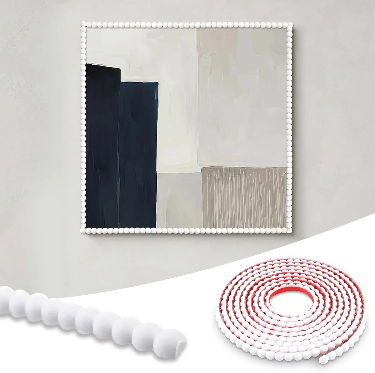 1 Roll of Removable and Adhesive Paintable Molding,Self-Adhesive Bead Trim Strips- Home Decor, Wall Decor,  Perfect for DIY