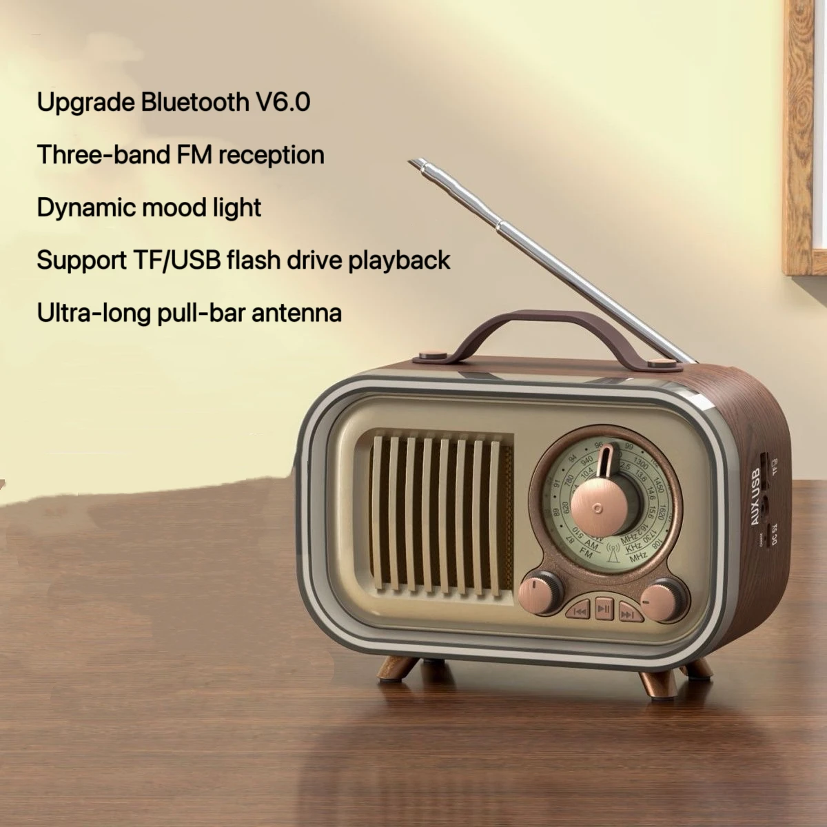 

Ретро Bluetooth-радио, полнодиапазонный, полупроводниковый высококачественный USB-флешка, стерео