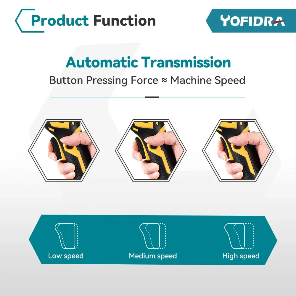 Yofidra 125mm rebarbadora sem escova para makita 18v bateria 12000rpm 3 engrenagens m14 ferramenta elétrica de moagem de impacto sem fio