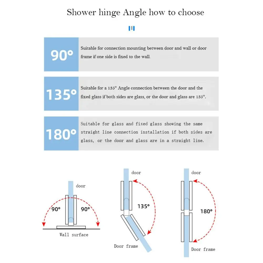 บานพับประตูห้องน้ำสแตนเลส สีเงิน/สีดำ/สีทอง ตัวยึดประตูกระจกแผ่นแข็ง คลิปยึด รับน้ำหนักได้ดี
