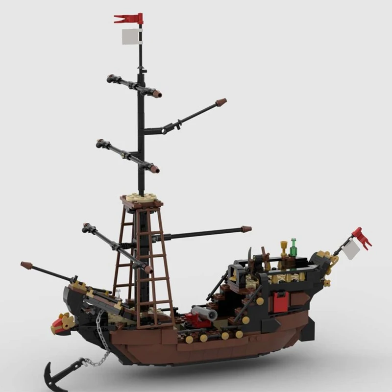 

586PCS MOC Pirate Ship Brig v4.0 Modular One-Mast Pirate Ship DIY Assembly Building Blocks Set for Kids Birthday Gift