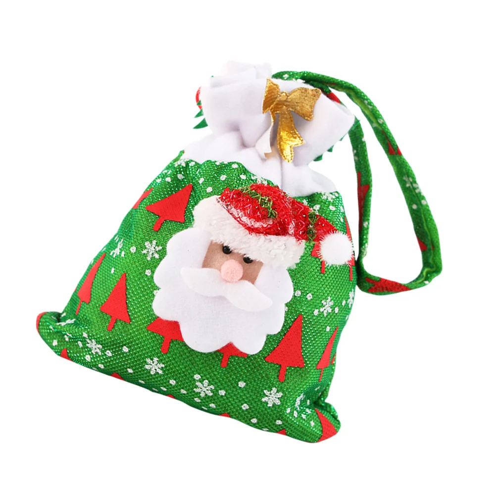 

Christmas Candy Bag Green Santa Portable Non-Woven Fabric Cartoon Candy Handbag for Holiday Gifts Party Decorations
