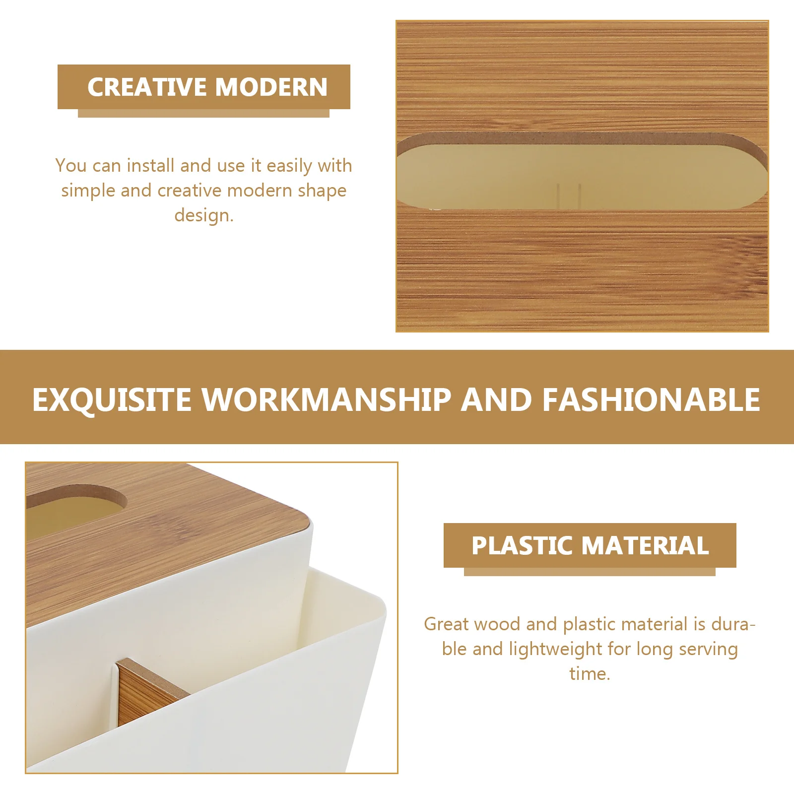 

Japanese Style Plastic Tissue Box Wood Storage Holder for Home Office Decorative Tissue Container Phone Rack