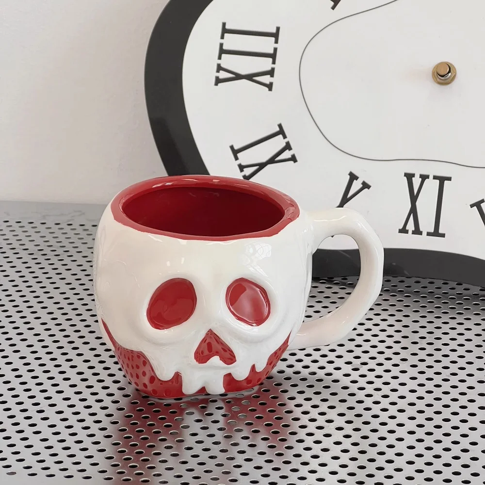 

Red Skull Mug Ceramic Cup Anime Cartoon New Fruit Water Cup Large Capacity Creative High Beauty Gift