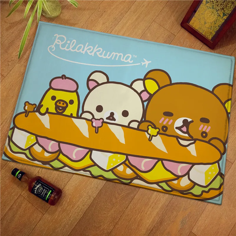 Kawaii Rilakkuma السجاد جديد لطيف الاسترخاء الدب الحمام حصيرة غرفة نوم الاطفال غرفة المعيشة عدم الانزلاق السجاد هدية تزيين المنزل المبيعات الساخنة