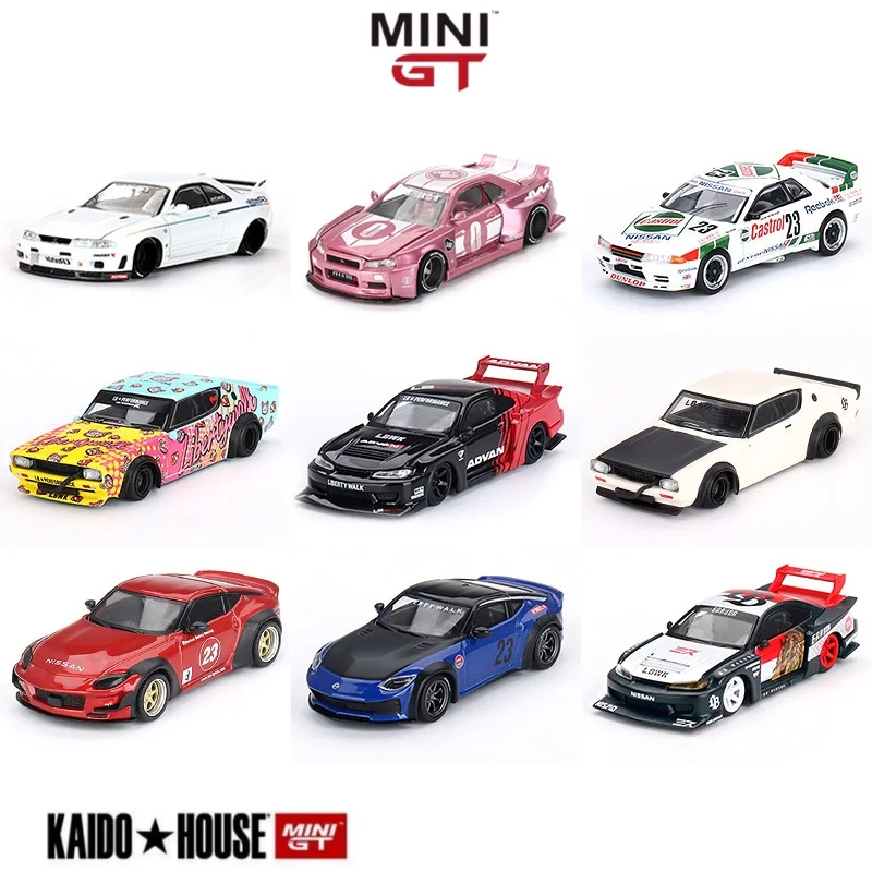 1:64 KAIDO HOUSE Nissan GTR Skyline R32 R34 R33 S15 modelo en miniatura fundido a presión de aleación, exhibición para adultos, juguete para niños, regalo para niños