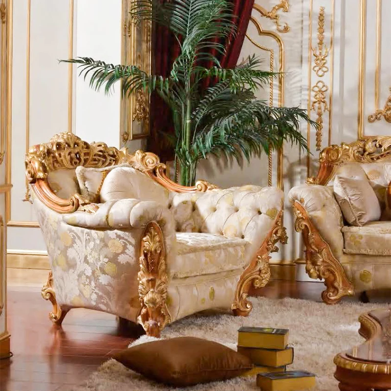 European Luxury Carved Villa Sofa Set Retro Classic Multi-Person Sofa for Living Room Contemporary Design Sponge Filled