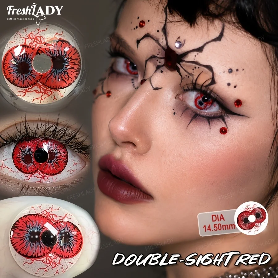 FreshLady 1 Paar Cosplay Farbige Kontaktlinsen Verrückte Weiße Anime-Kontaktlinsen für Halloween, Rollenspiele, Partys, Kosmetik und Feiertage – Detail 4