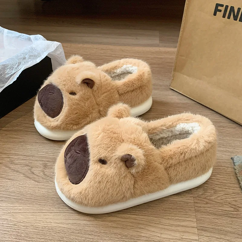 Hairy Cotton Slippers for Women Indoor Home Warmth, Plush Baotou Slippers, Cute Anti Slip Cotton Shoes Zapatos De Mujer Luxury