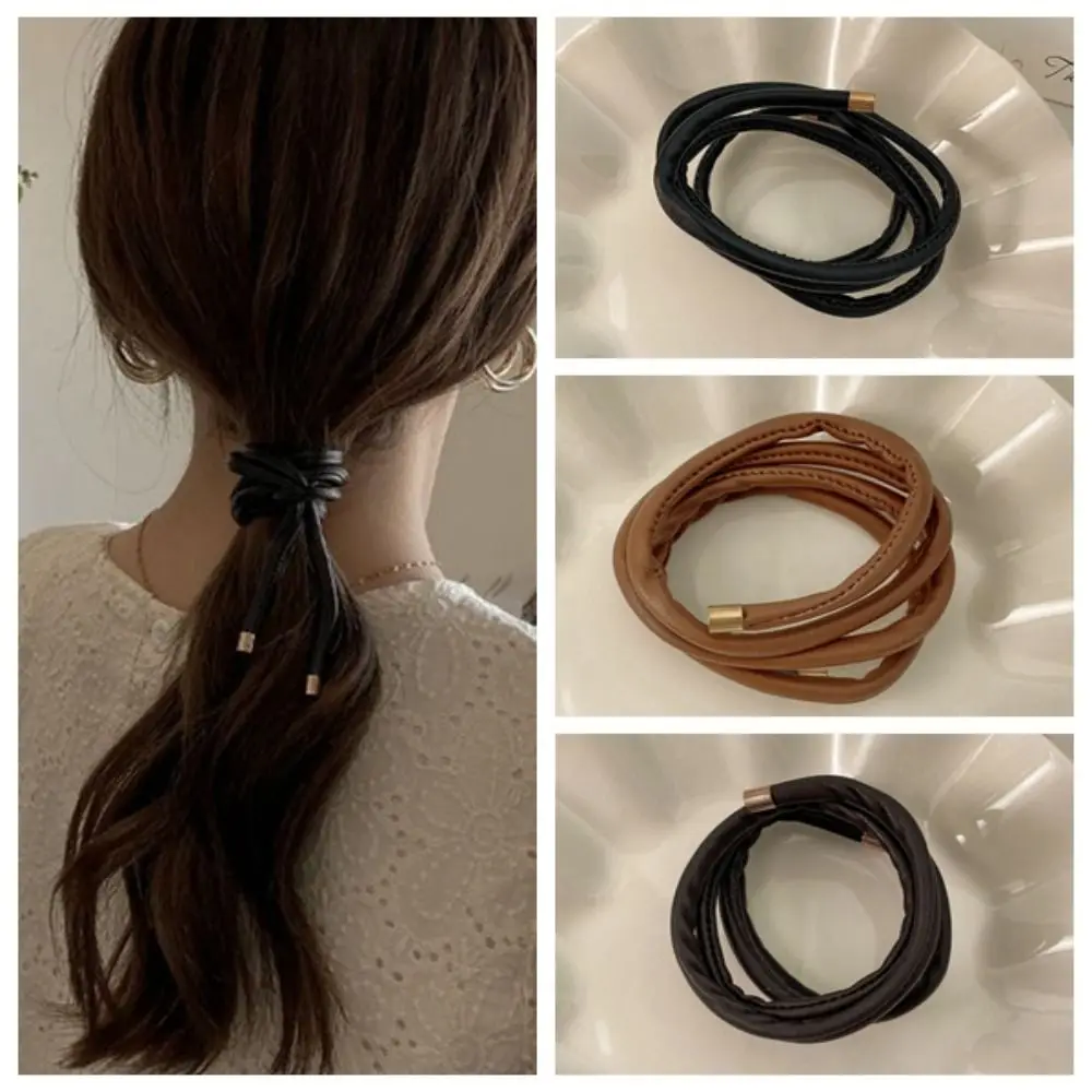 

Korean Style PU Rope Ponytail Holder Solid Color Hair Band Flexible Bend Hair Rope Fashion Design Hair Wear