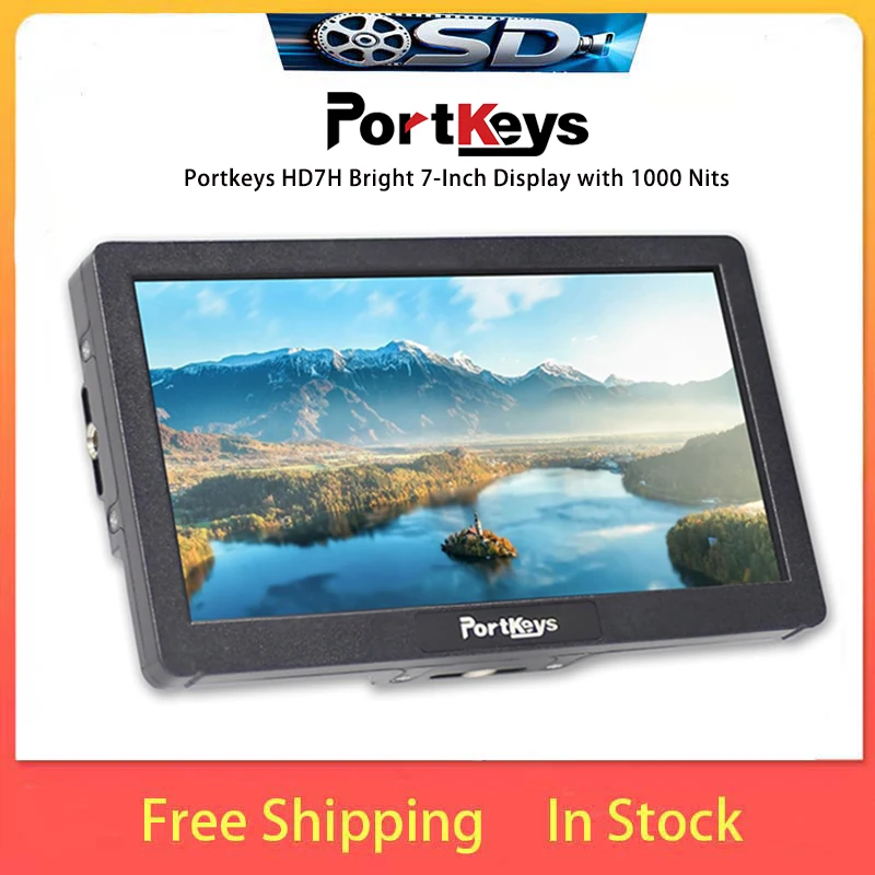 7 Inch 1000nit HD7H Field Monitor, Portkeys 1280x720 IPS DSLR Monitor 4K HDMI Input Shortcut Keys & Sunshade