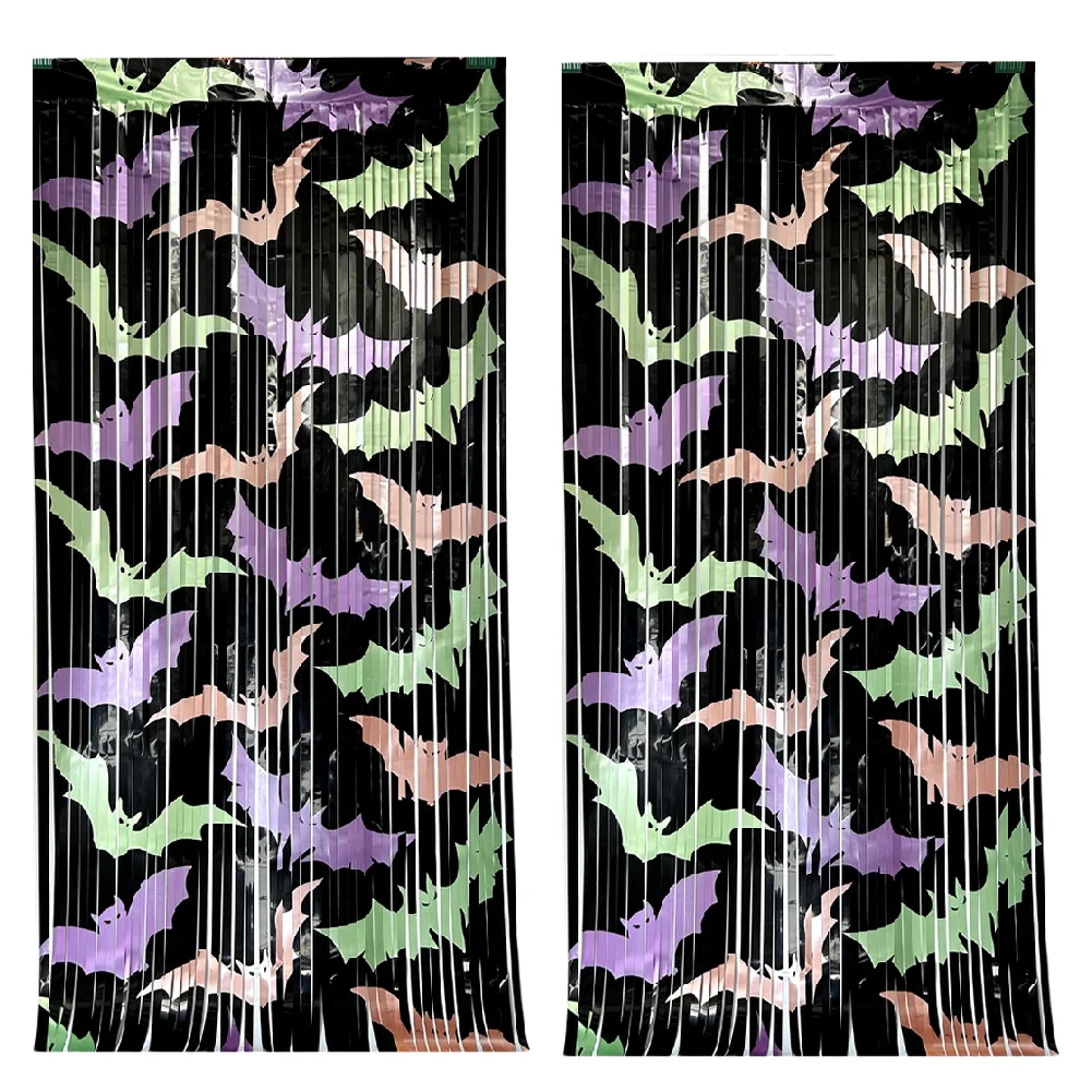 Hanging Fluorescent Bat Streamer for Halloween Party PET for Rain Thread Curtain for Themed Decoration and Festive Space