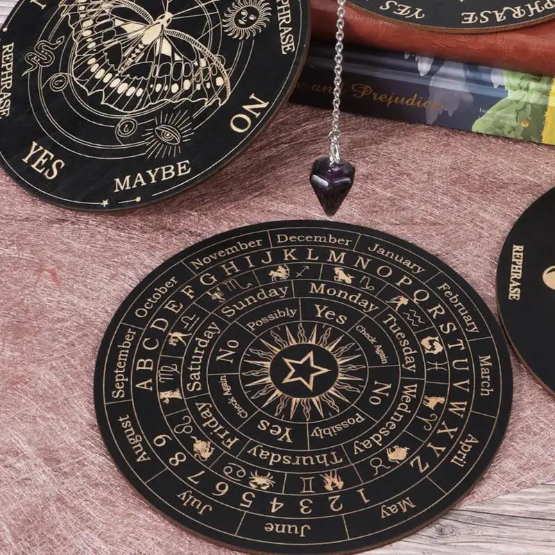 Wooden Pendulum Board Supernatural Message Board Wooden Star Pendulum Mat Witchcraft Altar Supplies Ouija Board Game