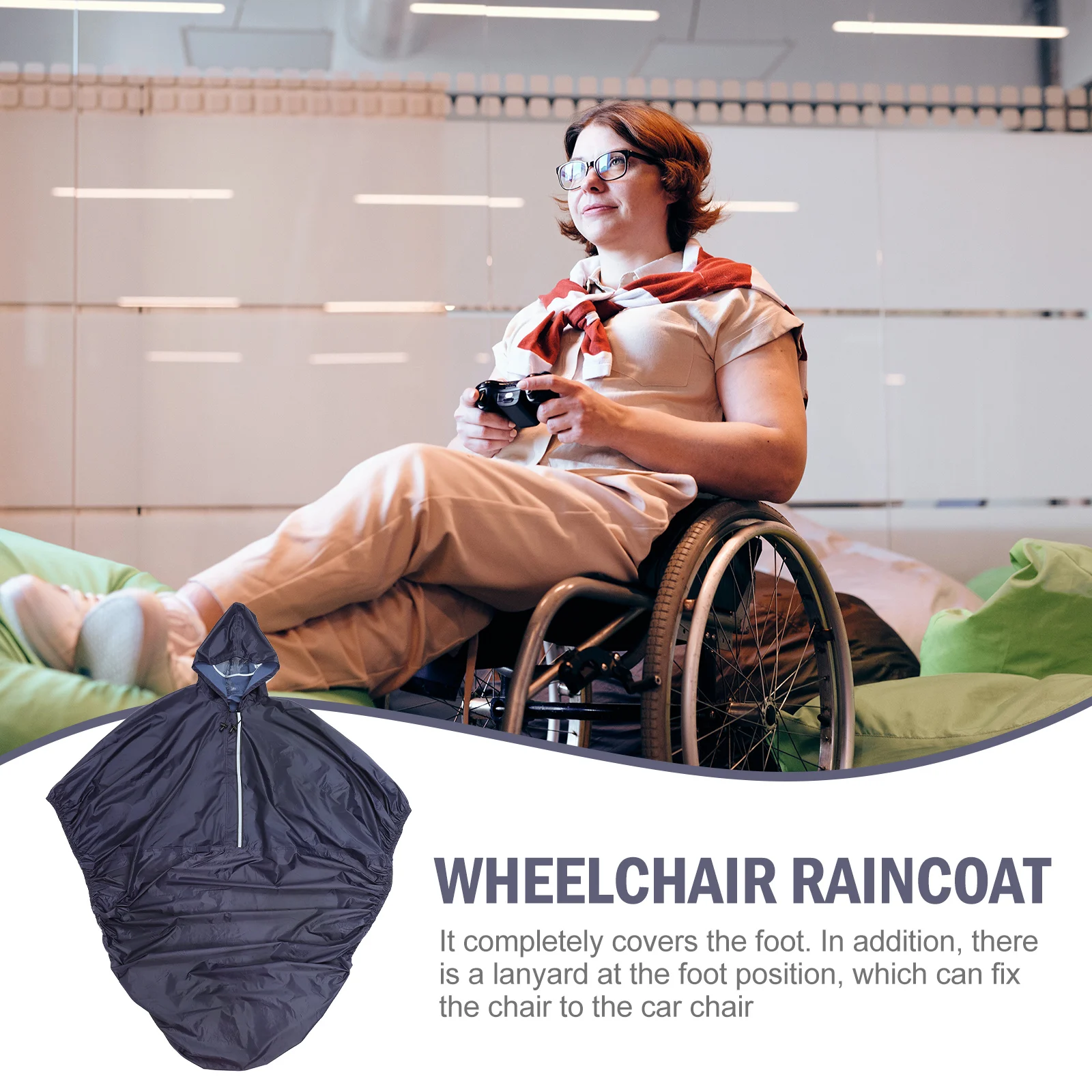 

2PCS Wheelchair Raincoat Reflective Hooded Waterproof Portable for Elderly Disabled Outdoor Camping Hiking Poncho Foldable Rain
