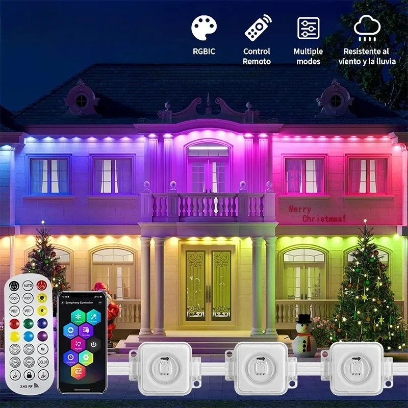 

RGB Eaves Lights 30M Permanent Outdoor LED Light String Strip APP Smart DlY Auto Scene Lighting Effects Christmas Holidays Decor