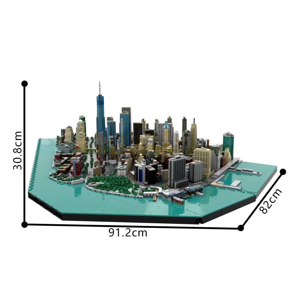 MOC 스트리트 뷰 금융 지역 안뜰 빌딩 블록 모델 뉴욕시 건축 벽돌 조립 장난감 어린이 선물