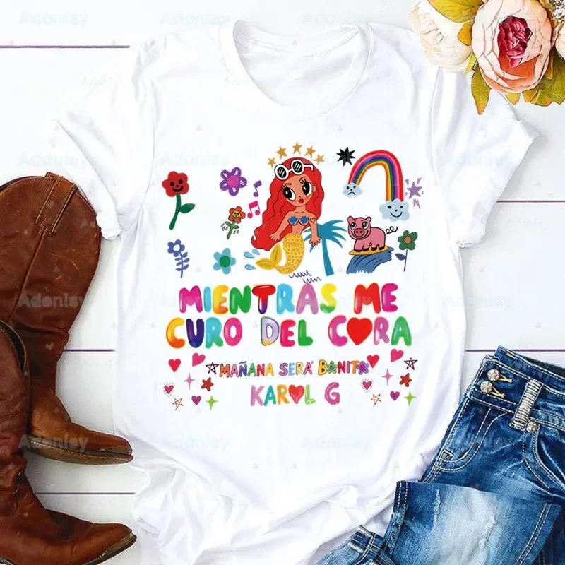 

Karol G Merch Tomorrow Will Be Nice T-shirts Women Summer Graphic Manana Sera Bonito Tees Shirts tshirts Crew Neck Harajuku Tops