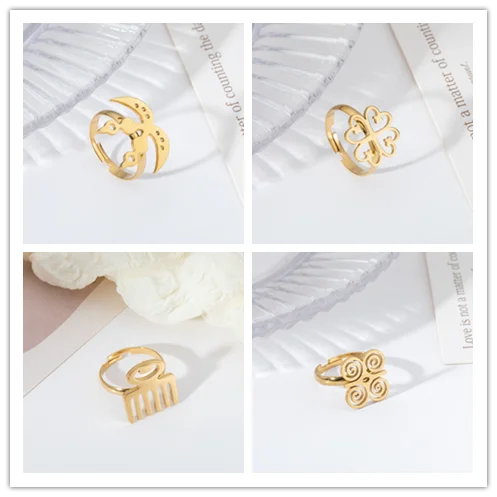 XUNYUE Ankh anillo con dijes de símbolo africano para mujeres y hombres, logotipo personalizado de acero inoxidable, regalo de joyería étnica Adinkra Gye Nyame