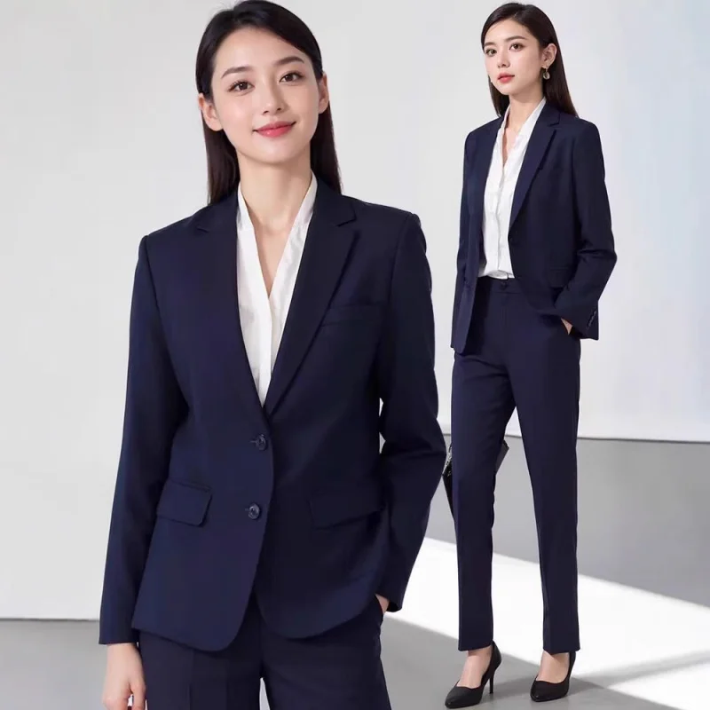 

Профессиональный комплект костюма для женщин, элитное ощущение, весенне-осенний сезон, деловая официальная одежда для интервью, блейзер с двумя пуговицами