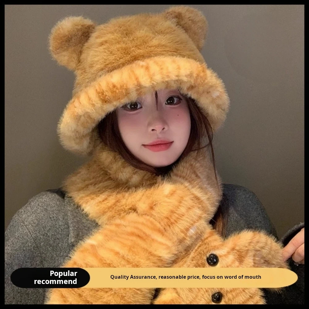 Cute Girl Knit Ear Protection Hat Bear Women Earmuffs Cap Woolen Crochet Bonnet Solid Color Hood Beanies Winter Warm Headgear 모자