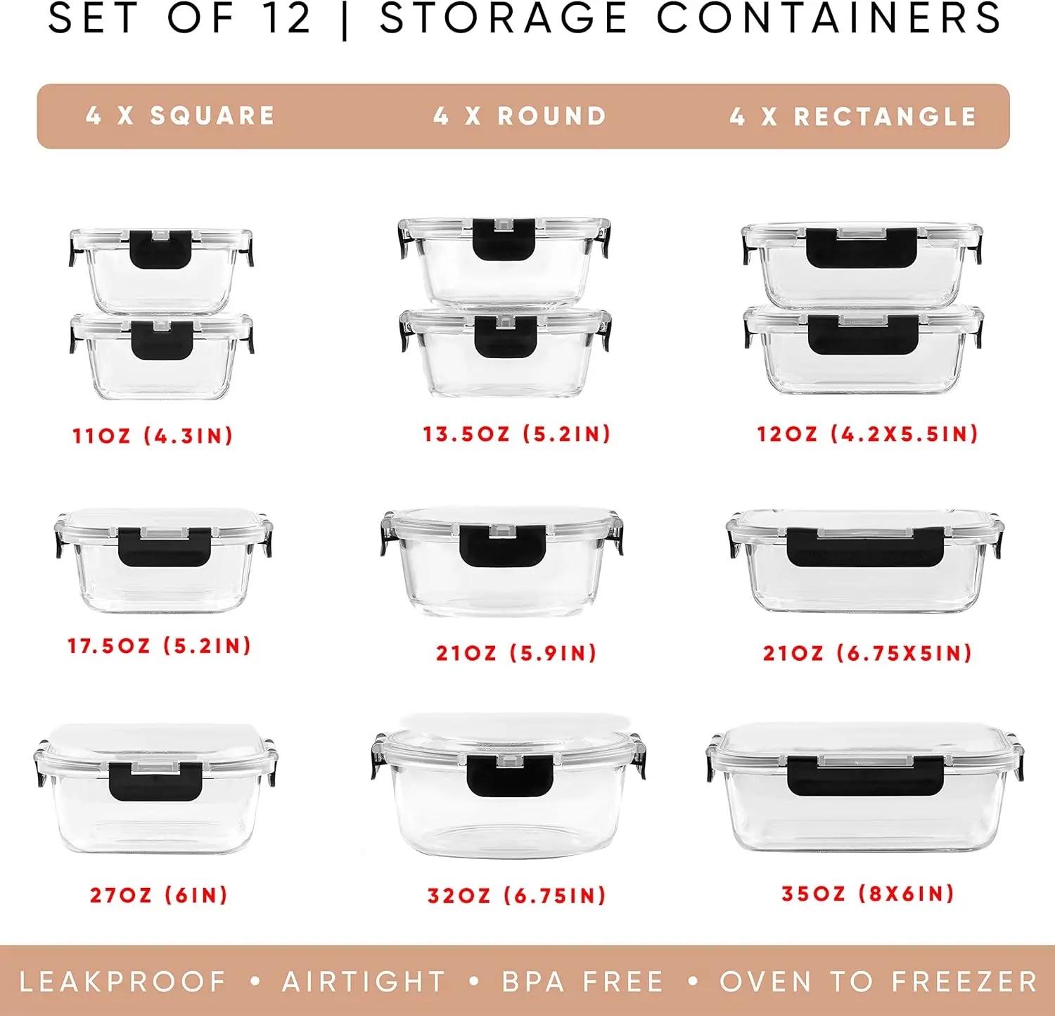 24pc(12 Airtight, Freezer Safe Food Storage Containers and 12 Lids), Pantry Kitchen Storage Containers