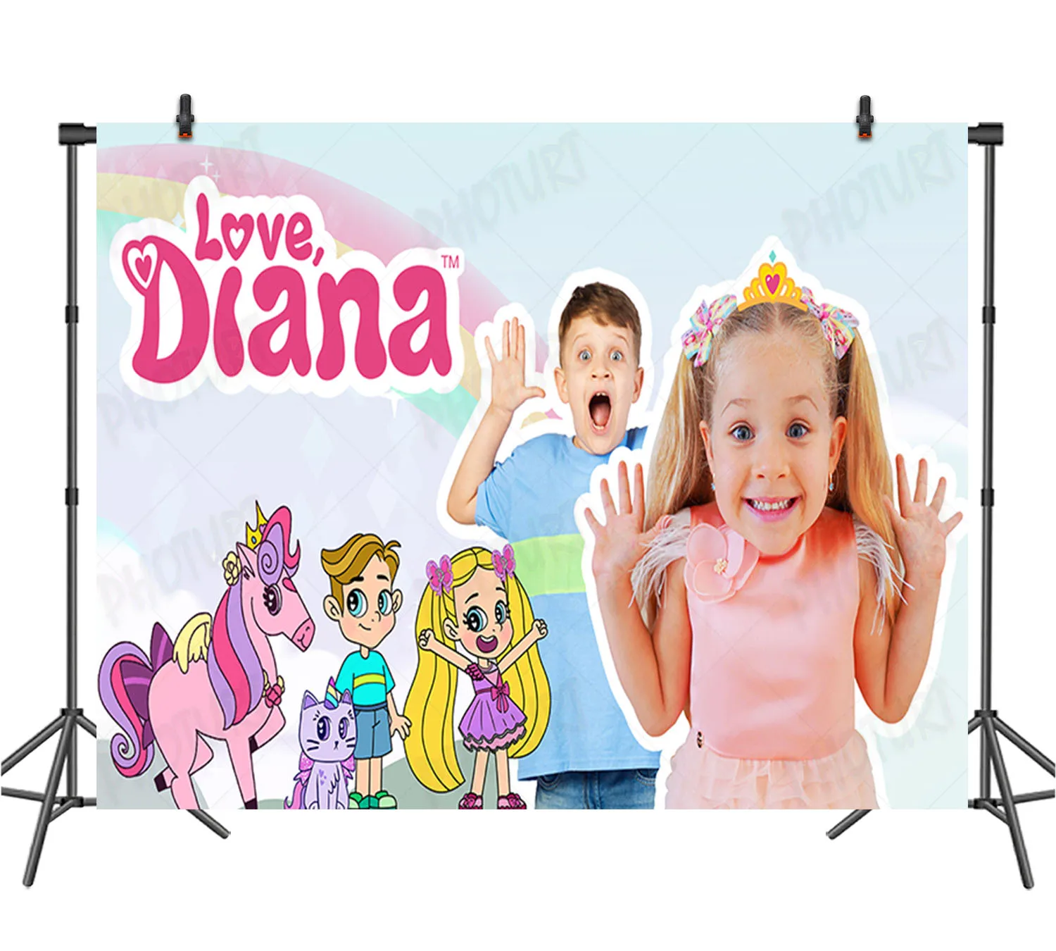 Cute Baby Girl Love Diana Backdrop Kids Birthday Party Baby Shower Background TV Show Vinyl Banner Photography Studios Props