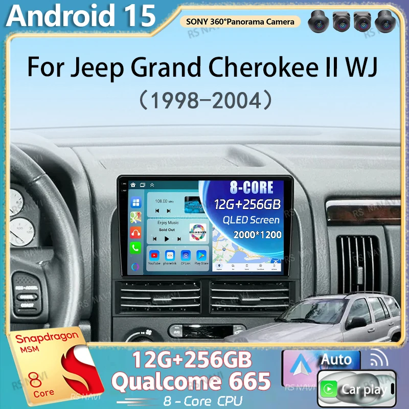 Android 15 Carplay Авто Авто Радио Для Jeep Grand Cherokee II WJ 1998-2004 Навигация GPS Мультимедийный Плеер Стерео WIFI + 4G 2DIN