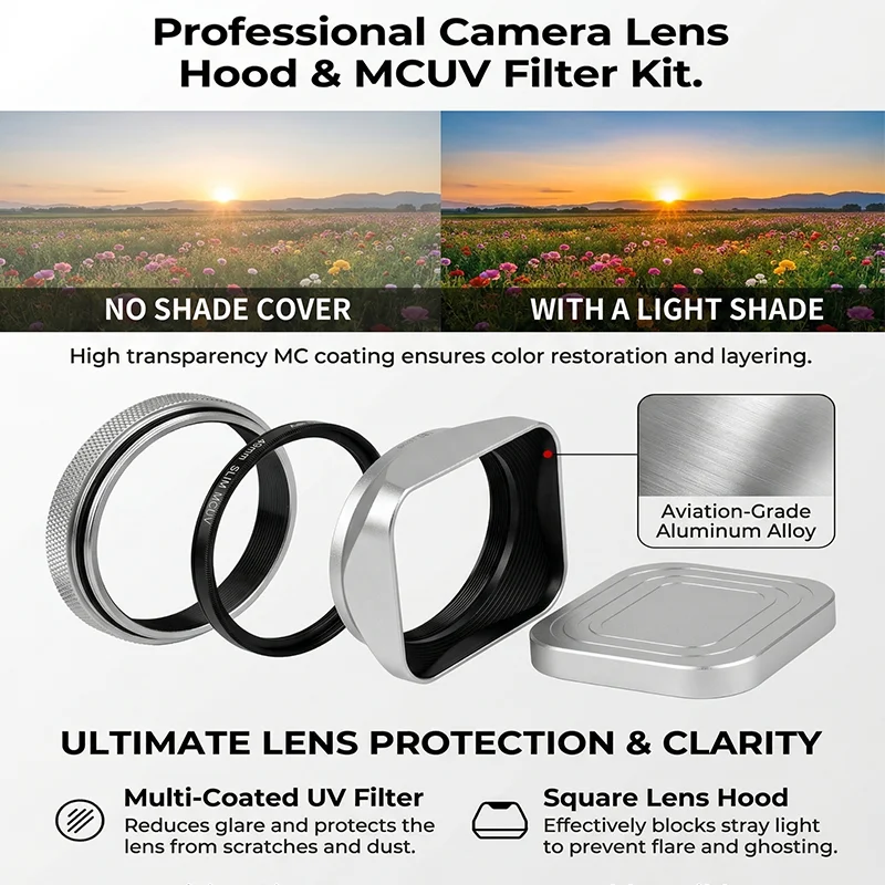 

Metal X100VI Lens Hood Compatible for Fujifilm X100S X100T X100 X100F X100V Lens Adapter Ring Metal Can Be Used for UV Filte