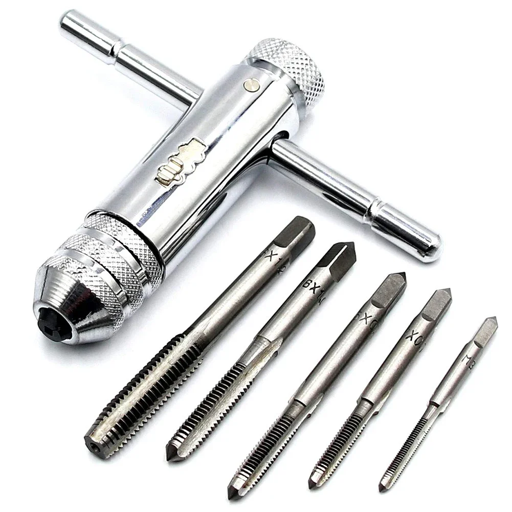 

M3-M8 Taps Adjustable Ratchet Wrench Chromium-plated Finish Knurled Chuck Left-handed Use Parallel-clamping Jaws