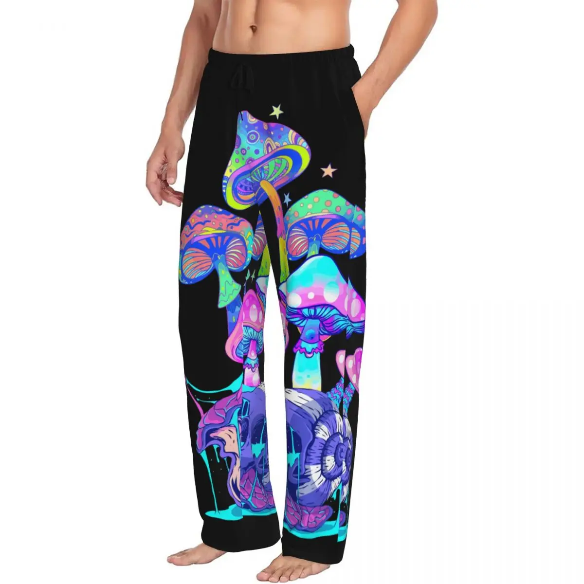 Psychedelic Magic Mushrooms Men's Casual Pajama Sleeping Pants Lounge Loose Trousers Comfortable Nightwear