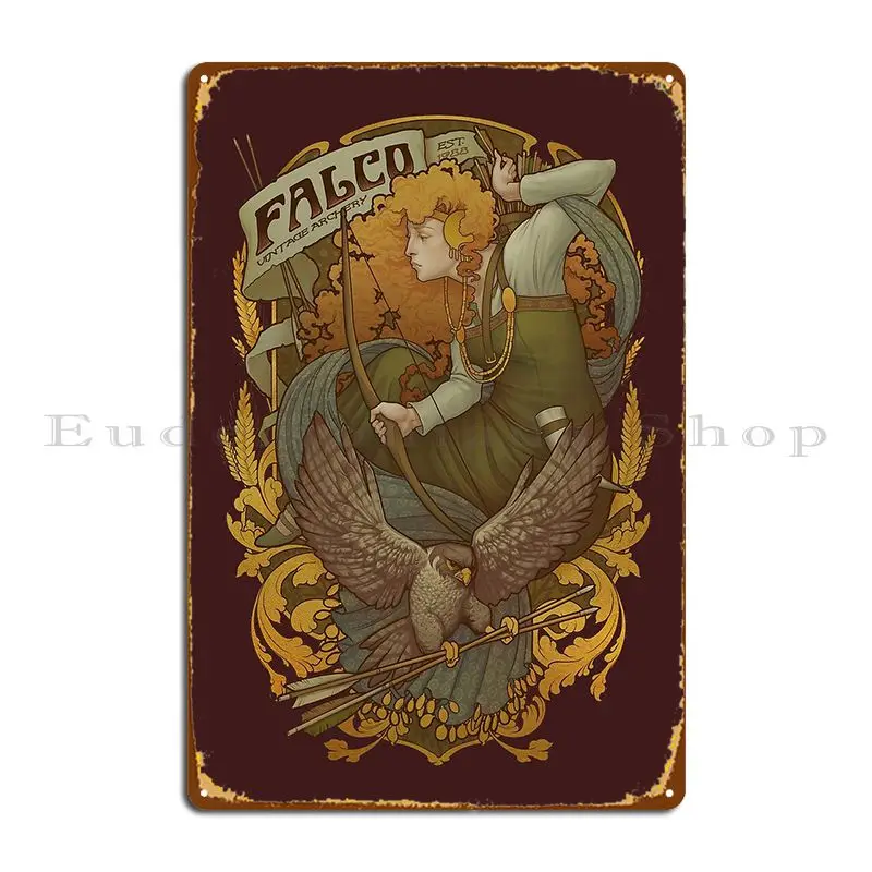 Falco Archery Allegory Metal Signs Designer Club Bar Club Garage Painting Tin Sign Poster