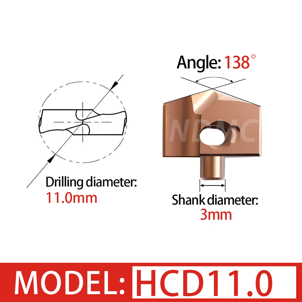 CNC Wolfraamstaal Schop Boren Blade HCD10.0-HCD25.5 Kroon Boren Blade HCD Universele Solide Harde Legering Diep Gat Blade ook