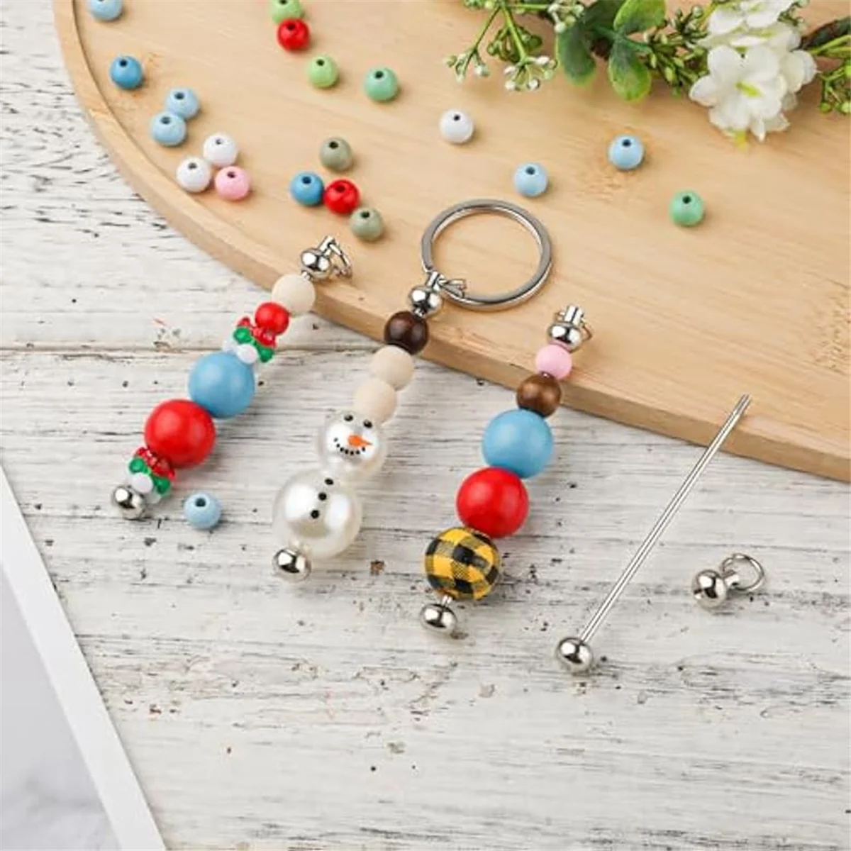 Beauty 50Pcs Blank Beadable Keychain Bars,Metal DIY Bead Keychain Bar Charms Eady Detachable Key Chain Making Accessories