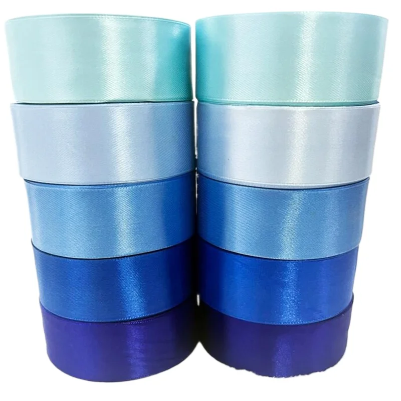 ブルーサテンリボン ギフトラップ クラフト材料 クリスマス ウェディング パーティー デコレーション DIY 40mm 22.8メートル