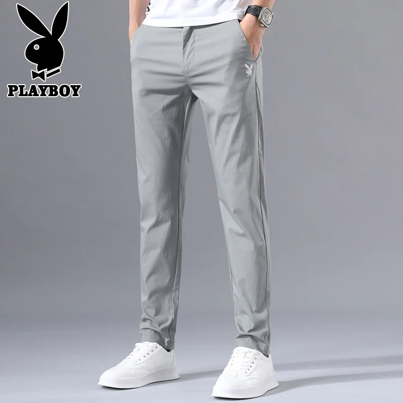 

Color Slim Fit Men's Casual Pants Summer Long Trousers Faionable Versatile mid Waist Cotton Blend Sports Pants
