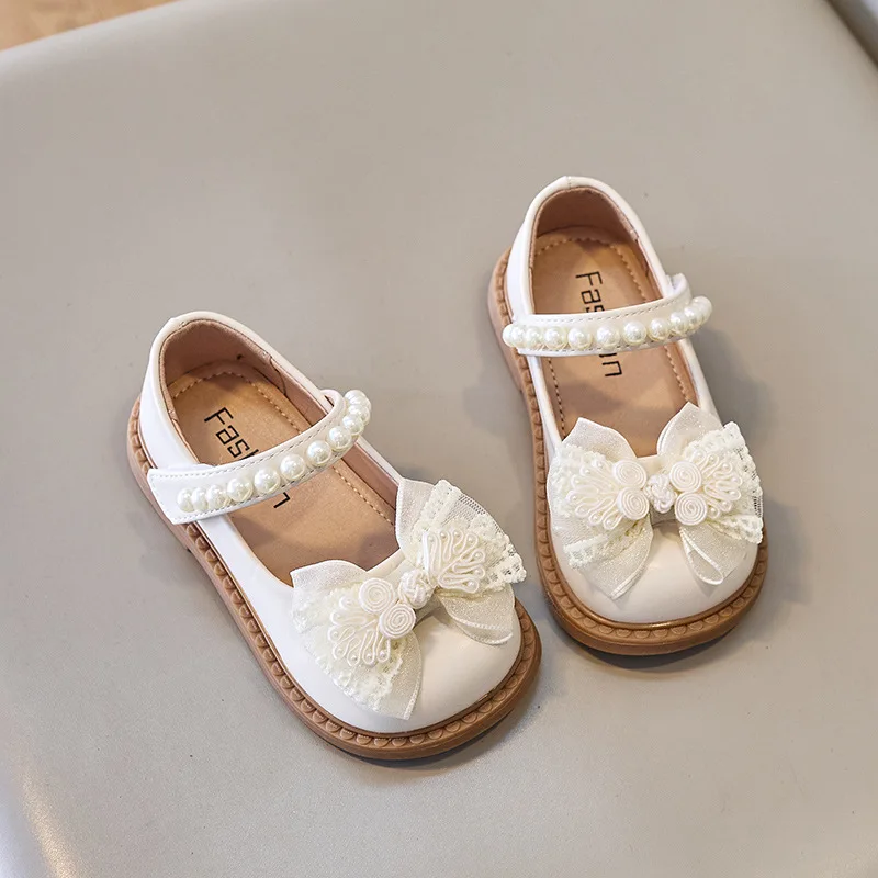 Children Shoes New Girls Leather Shoes Fashion Sweet Bow Princess Shoes Spring Wedding Performance J220