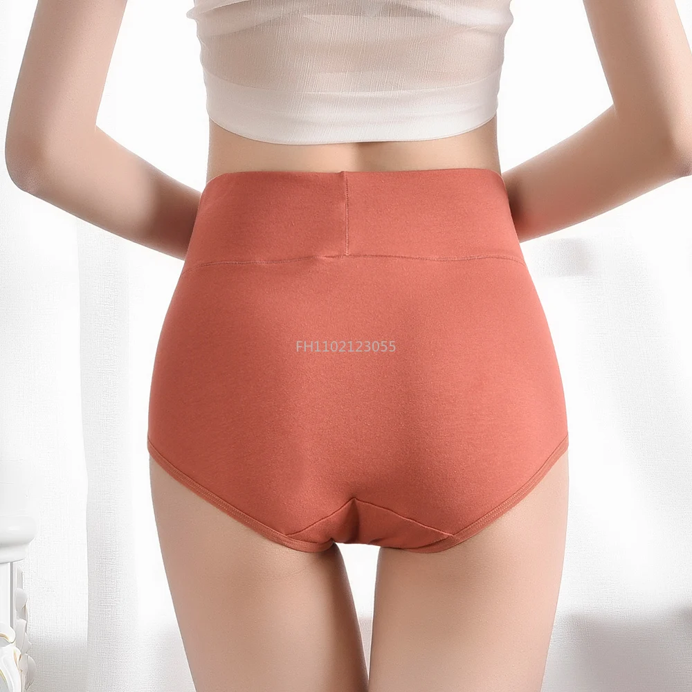 Plus Size Women\'s Cotton Panties High Waist Body Shaper Underwear Breathable Underpants Ladies Briefs Solid Female Lingerie