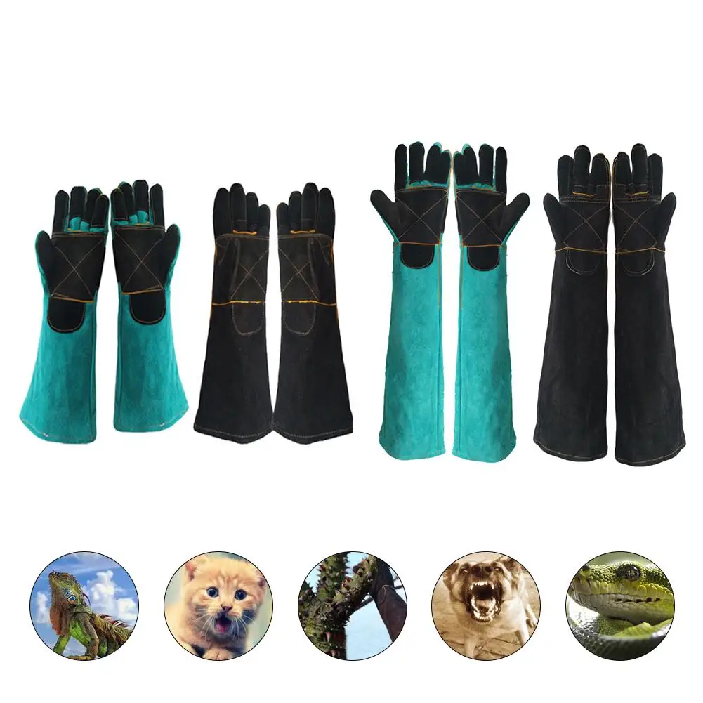 Guantes de seguridad antimordeduras para mascotas, protectores de cuero de dos capas, antiarañazos, perro, gato, pájaro, serpiente, lagarto,