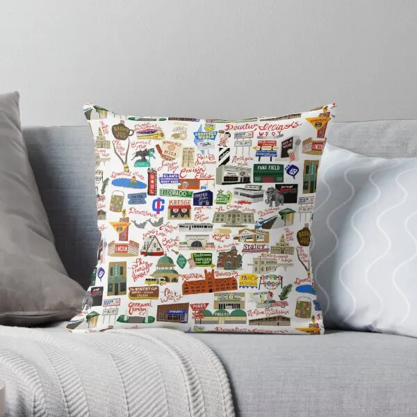 Decatur Illinois Days Gone By  Printing Throw Pillow Cover Sofa Soft Cushion Bedroom Hotel Waist Pillows not include One Side