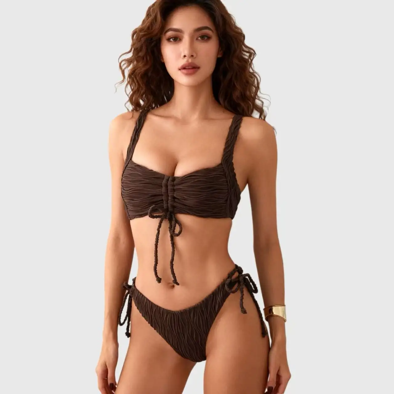 Sexy Split-Body Bikini Swimsuit with Chest Pad for Women Ins Style Hot Spring Bathing Suit Douding Tail Single Fairy Lady
