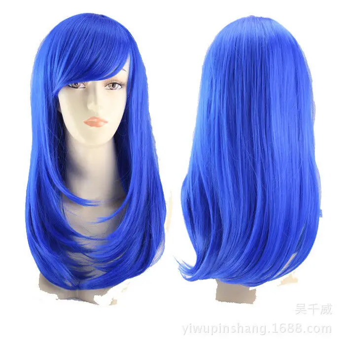 Cabelo ondulado peruca para cosplay, comprimento médio, completo, fantasia de Halloween, festa anime, moda