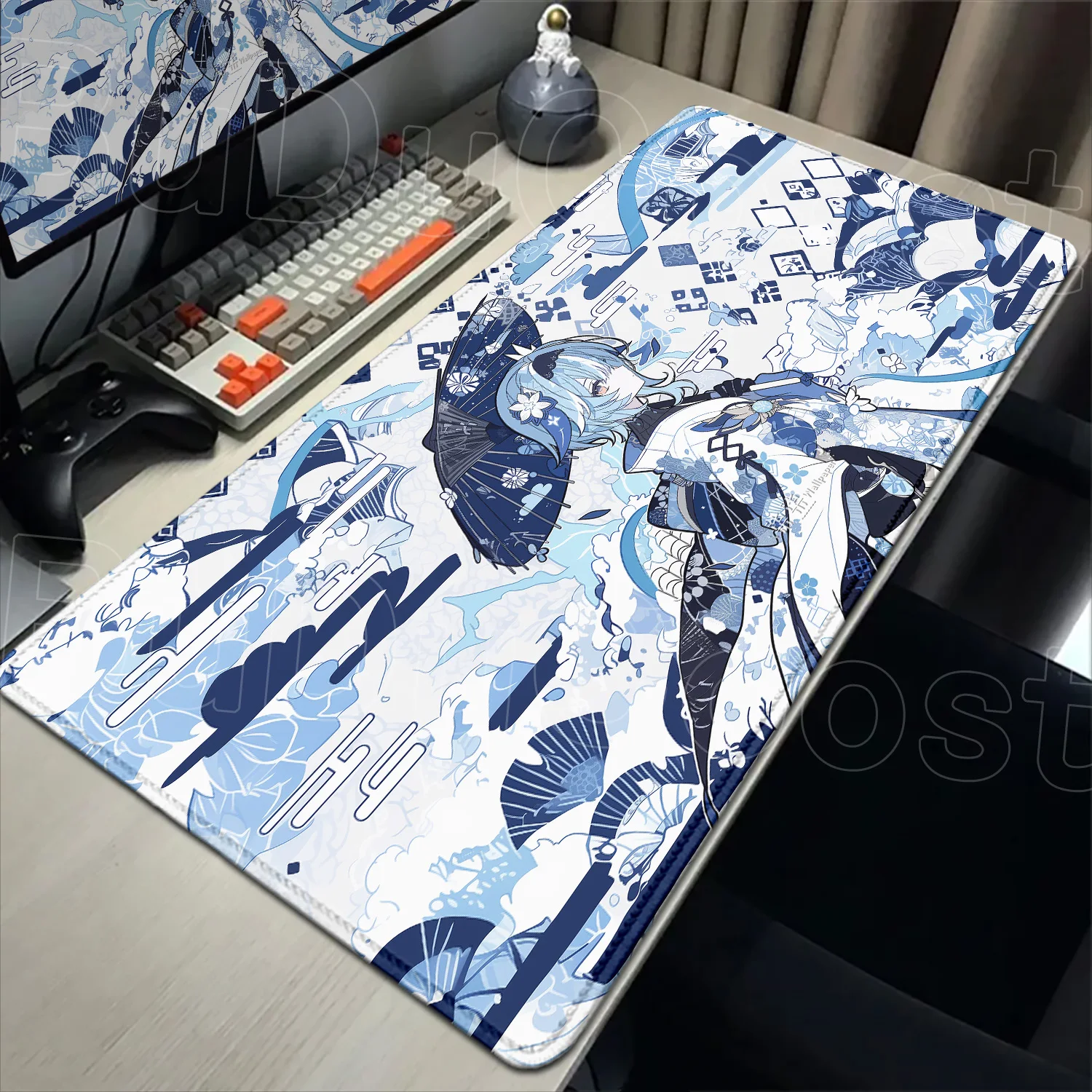 Large rubber Mouse pad HD printing Keyboard Mat with edge-locking Non-slip HD Eula Genshin Impact MousePad PC Gaming Accessories