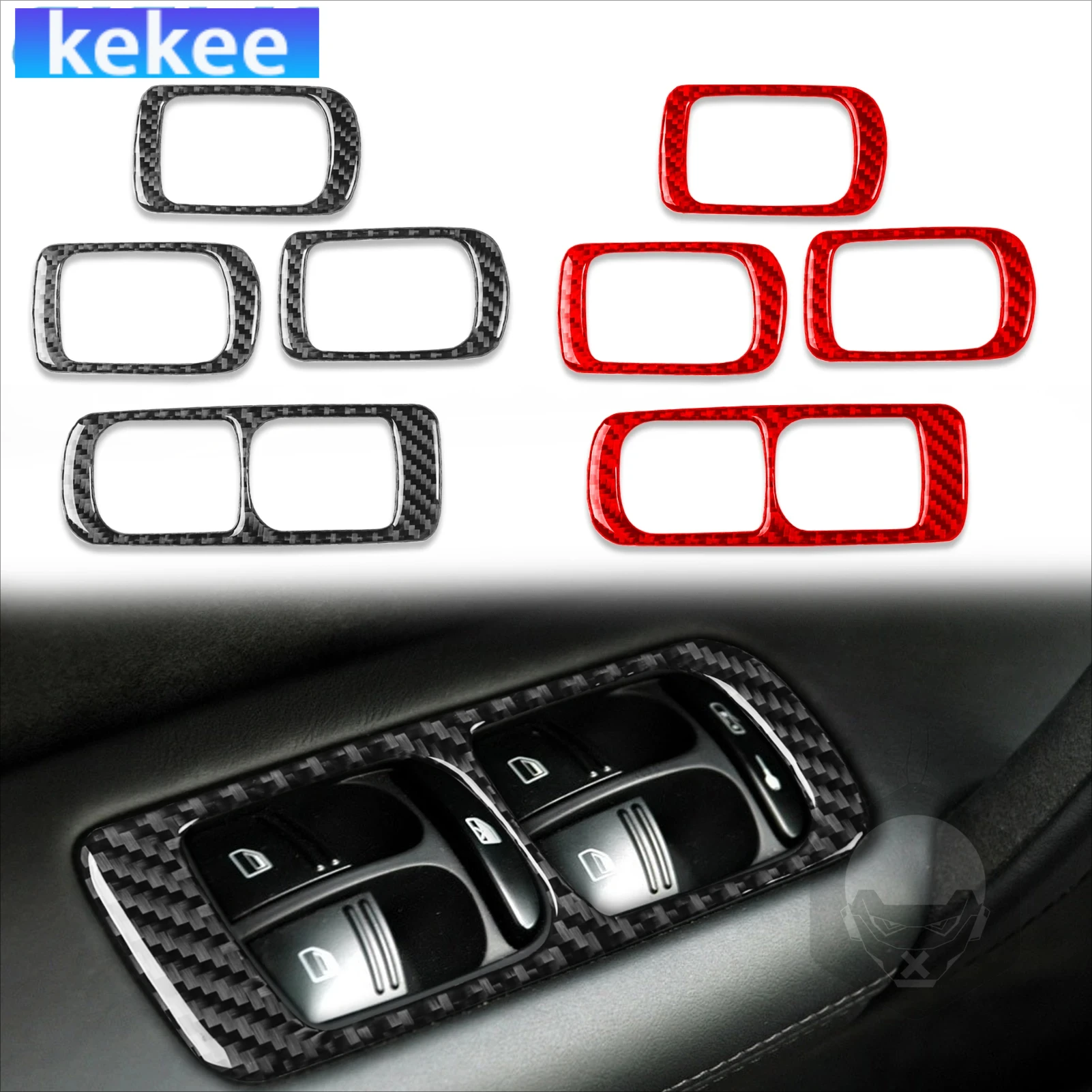 

For Porsche Cayenne S GTS Turbo 2003-2010 Carbon Fiber Window Lifting Control Interior Cover Stickers Car Accessories Auto Trims