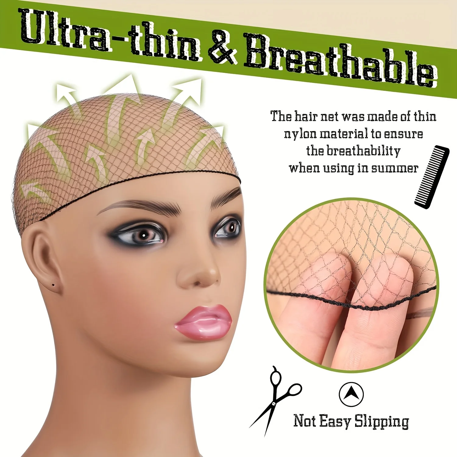 20/50/100 pçs rede de cabelo 20 Polegada rede de cabelo elástica invisível estiramento para serviço de catering, coque de balé, dormir, mulheres e perucas