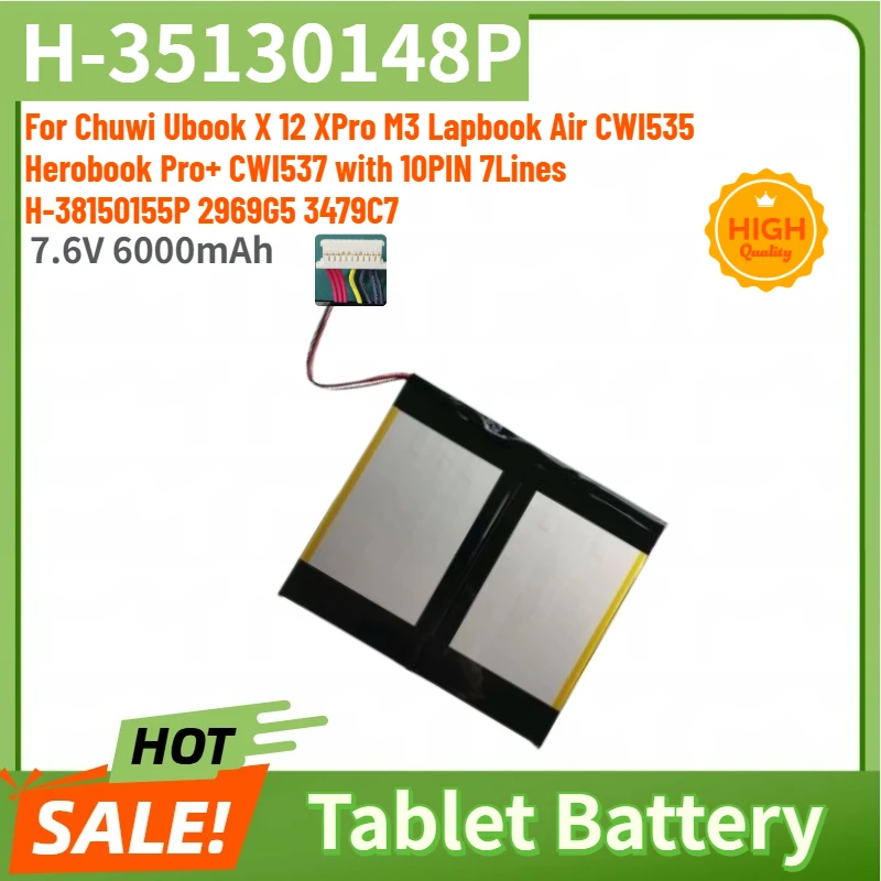 

Высококачественный аккумулятор для планшета H-35130148P 7.6V 6000mAh для Chuwi Ubook X 12 XPro M3 Lapbook Air CWI535 Herobook Pro+ CWI537