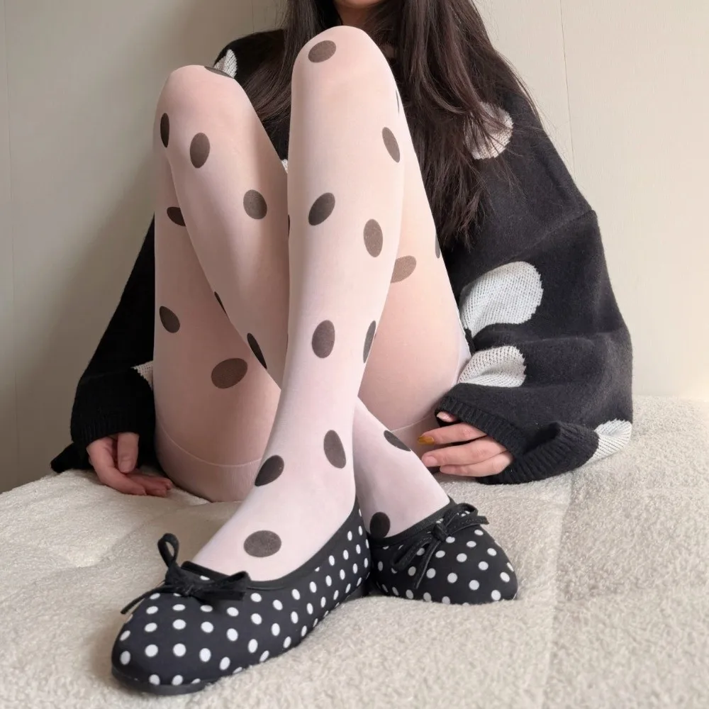 

Sweet Colorful Polka Dot Stockings Elastic Breathable Large Dot Pantyhose Slimming Thin Y2K Retro Silk Stockings Party