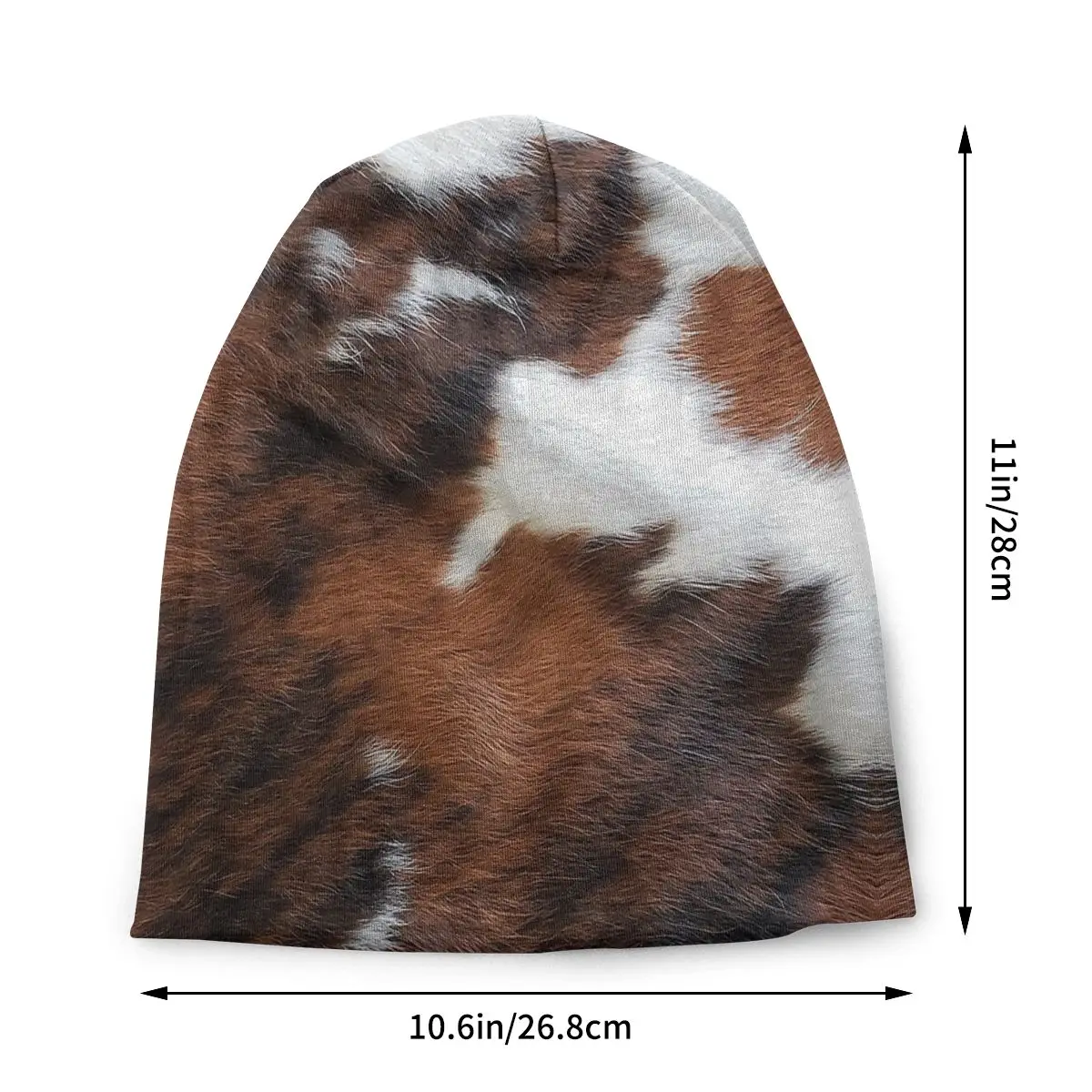 Cowhide Rodeo Printed Bonnet Hat Knitted Hat Hip Hop Ski Skullies Beanies Hats Animal Fur Skin Printed Adult Warm Dual-use Cap