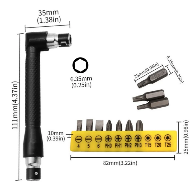 Professional 10 in 1 Torx Flat Angle Head L-shaped Twin Wrench Driver Torx Flat Socket Screwdriver Bit Multi-function Tool