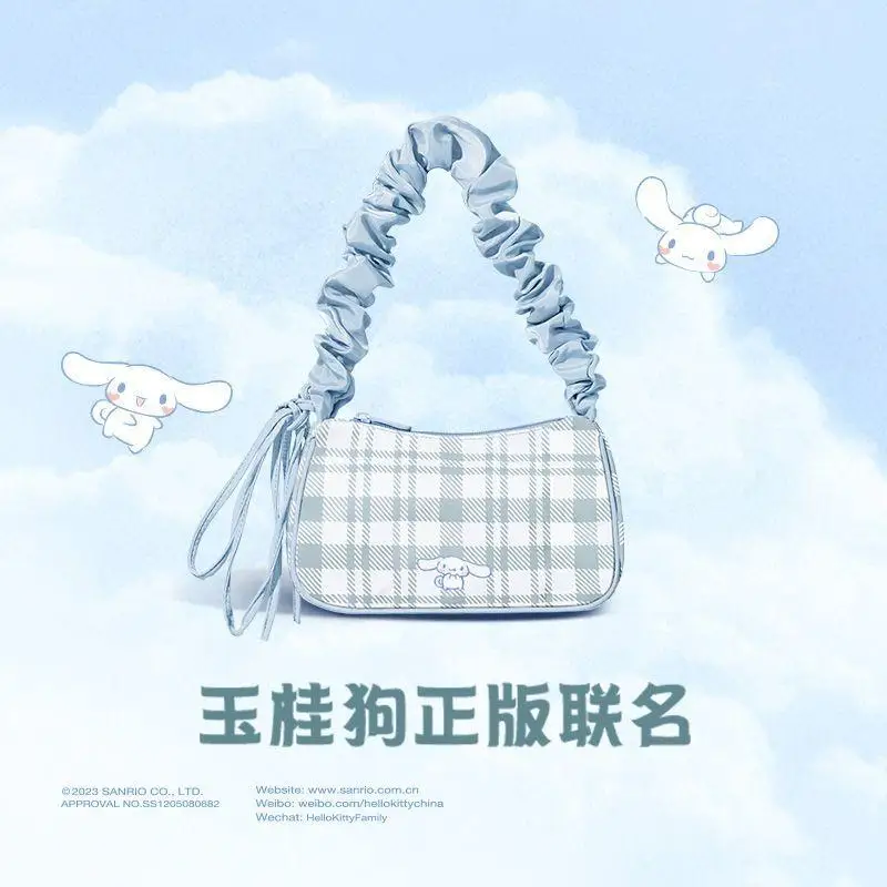 

Sanrio Authentic Cinnamoroll Underarm Bag Girl Lattice Bag Light Bag Student Shopping Sweet Lattice Cute Bag Girl Birthday Gift